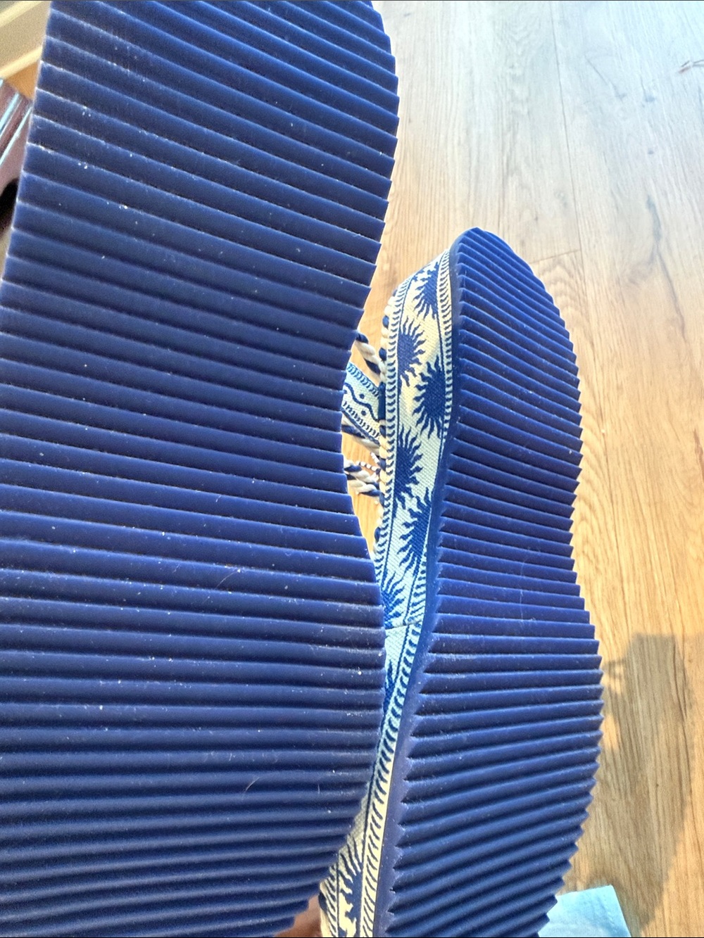 Farm Rio Blue & Cream Boho Rope Lace-Up Sandals - Picture 6 of 6